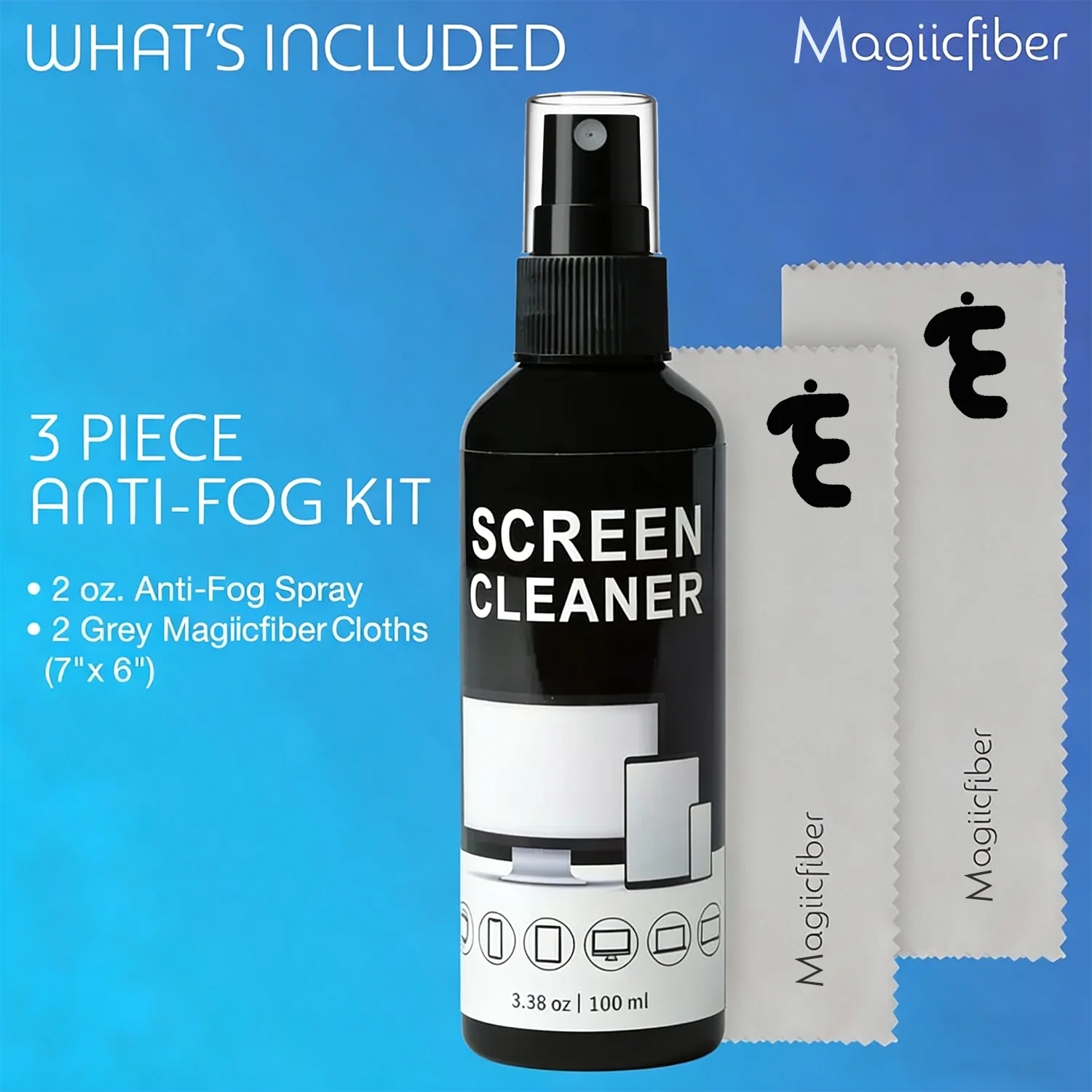 Screen Cleaner Spray Kit-Glass Cleaner Spray and Microfiber Cleaning Cloth,Suitable for a variety of Glass,Glasses,Camera Lenses