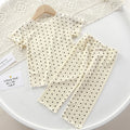 Korean version of summer girls short-sleeved suit comfortable air conditioning suit baby girl ice silk polka dot home clothes