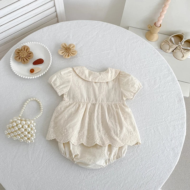 2026 Baby Clothes Summer New Girl Baby Bag Fart Short Sleeves Clothes Full Moon Hundred Day Princess Skirt Newborn Jumpsuit