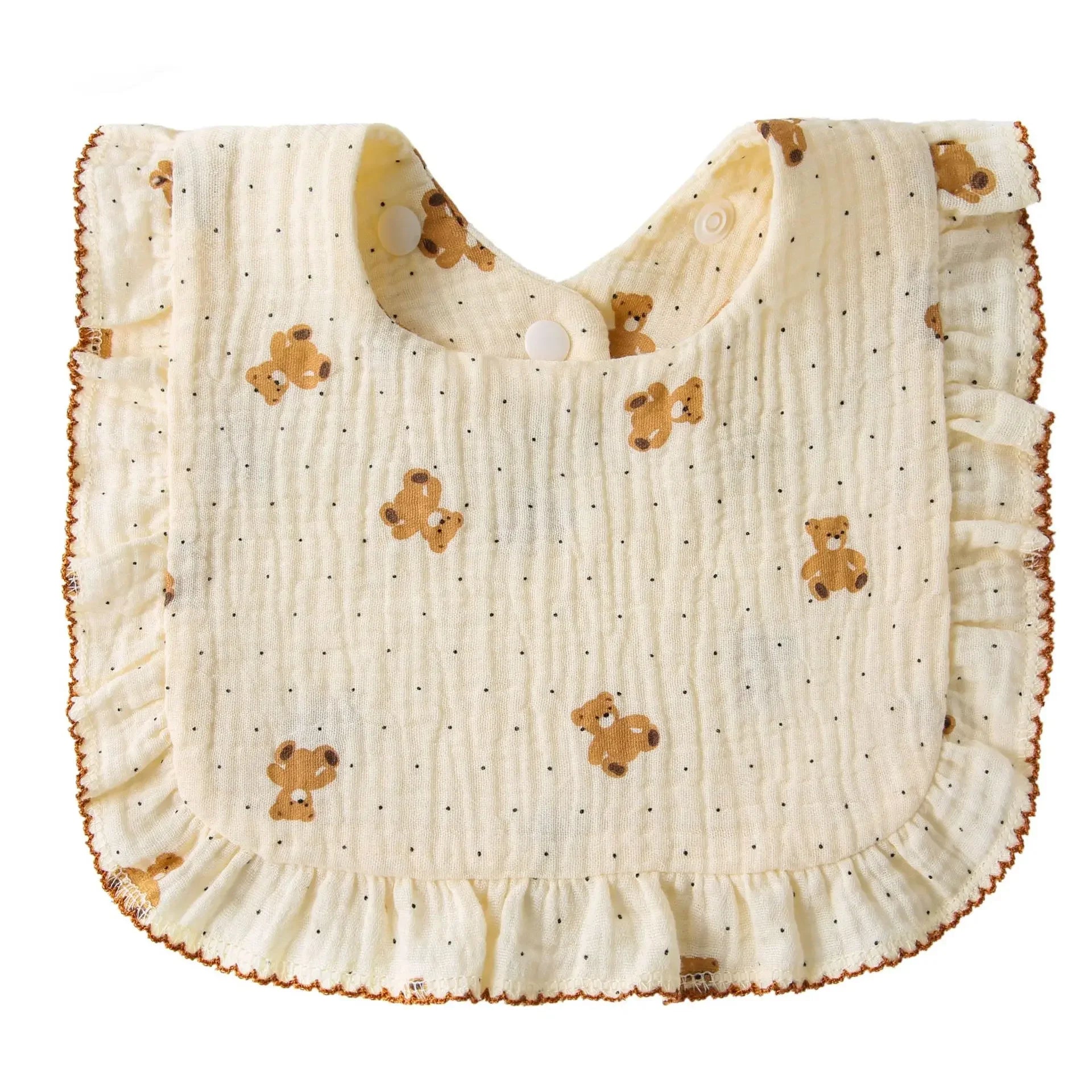 Cotton Baby Bib Infant Muslin Burp Cloths Girls Feeding Bibs Drool Saliva Towel Toddler Ruffle Floral Bib Babies Accessories