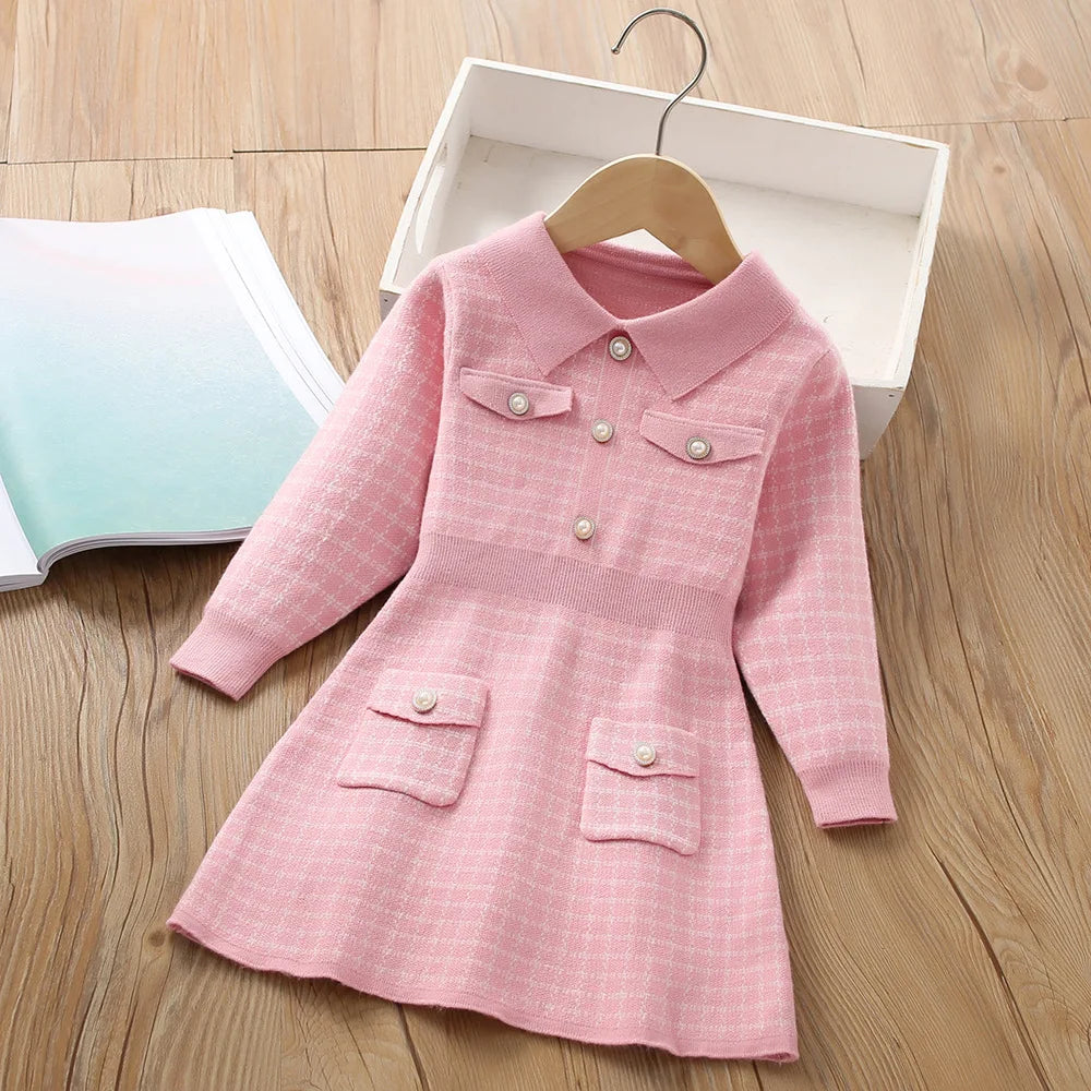 Girls Dress Winter Knitting Sweater Dress Autumn Long Sleeve Princess Dress Vestidos Warm Toddler Girl Clothes Kids Clothing