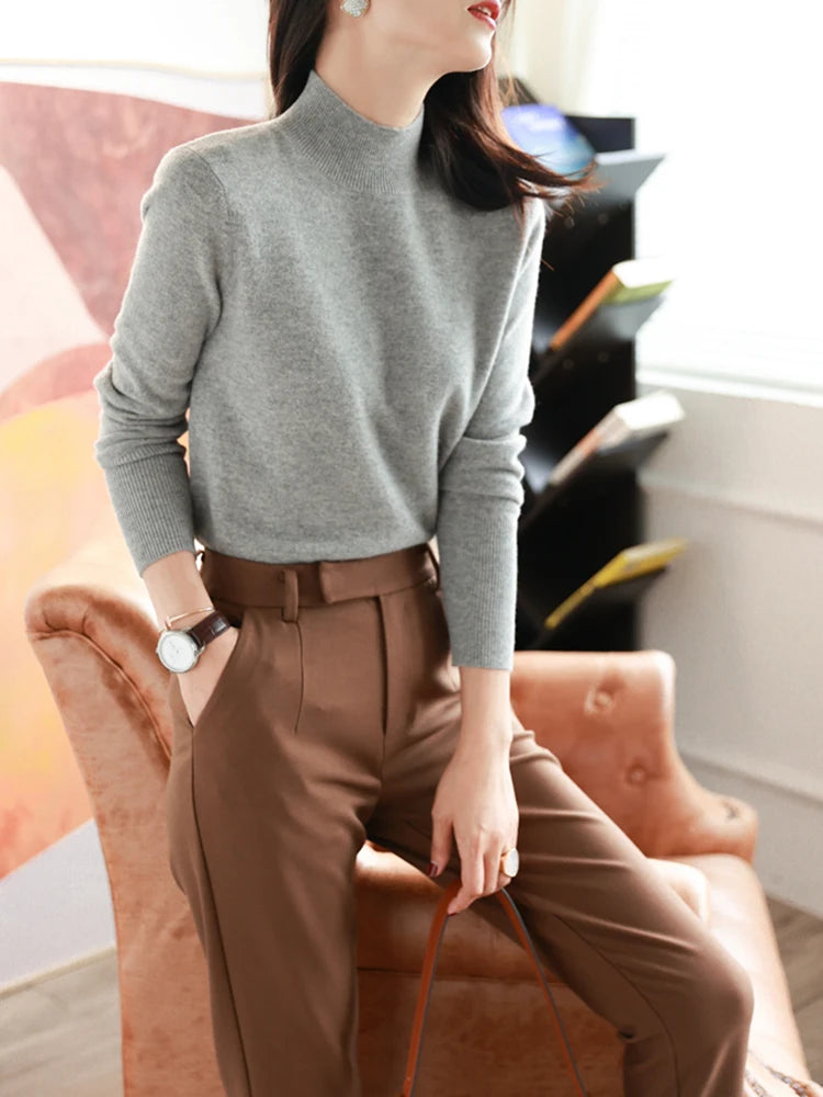autumn winter chic bottom sweaters women fashion turtleneck pullover slim cashmere 2026 knitted Jumper Soft Warm Pull Femme