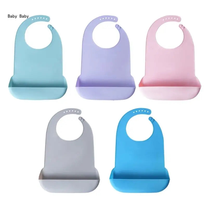 Large Size Adult Silicone Bib Elderly Eating Bib Waterproof Burping Cloth 6-Level Adjustable Catcher Bib Q81A