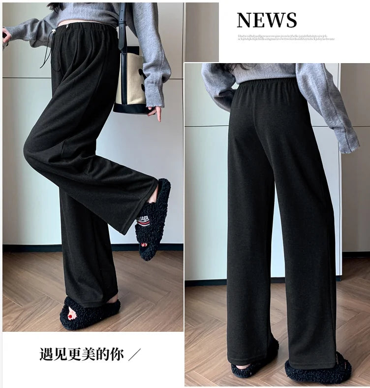 M-4XL Pregnant Women Cotton Fleece Radish Pants Autumn Ankle-length Maternity Corduroy Trousers High Waist Pregnancy Sweatpants