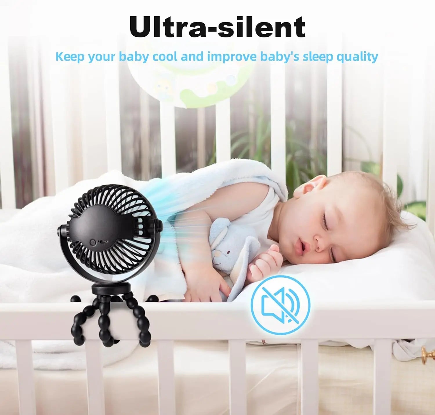 Multi Function Baby Stroller Fan Outdoor Flexible Tripod Clip Fan Usb Rechargeable Mini Portable Octopus Fan For Car Seat Crib