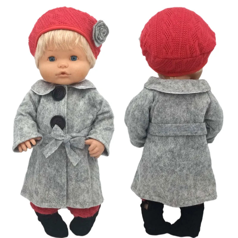 for 16" Nenuco Doll Winter Vest Coat Pants Hat Shoes Ropa Y Su Hermanita 40cm Baby Dolls Clothes Children Gift Toys Girl's Gifts