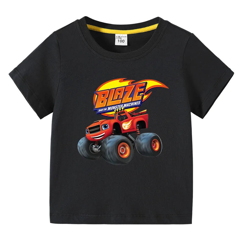 Blaze And The Monster Machines Cartoon Kids Funny T-Shirts Baby Boys Cool Summer T shirt Children Tops Girls Clothes 1-10Y
