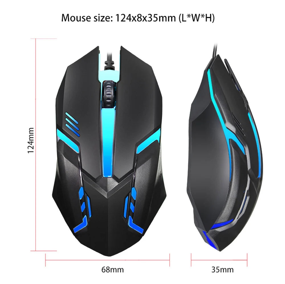 E-sports USB wired mouse, colorful 3-button LED gaming mouse, wired optical mouse, suitable for desktop and laptop computers