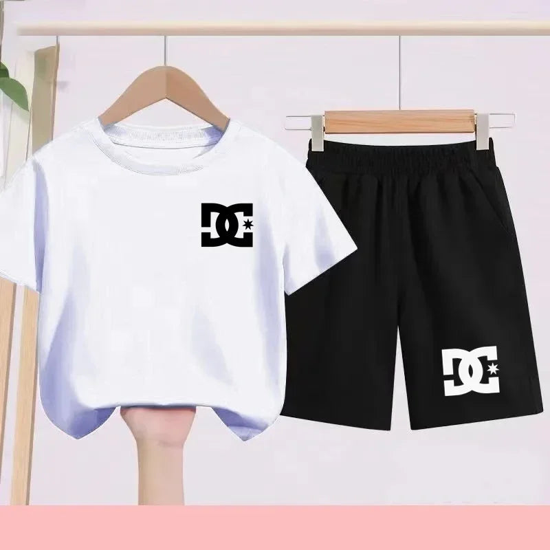 Ensembles d'été Enfants 3-13 Ans Imprimé Mignon T-shirt Sport Manches Courtes + Shorts Décontractés Garçons Filles Tenues Cadeau