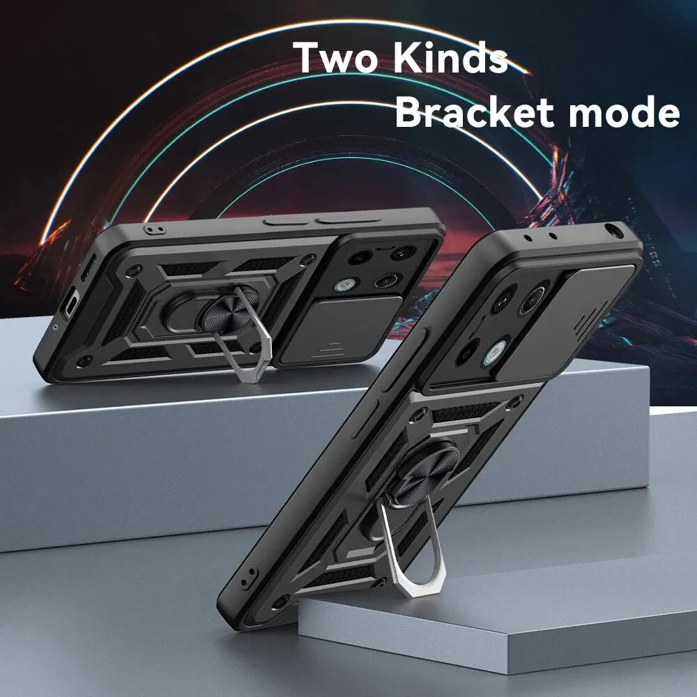 For Redmi Note13 Pro Plus Slide Camera Lens Protector Armor Case For Xiaomi Redmi Note 13 Pro 4G 5G Military Grade Bumpers Cover