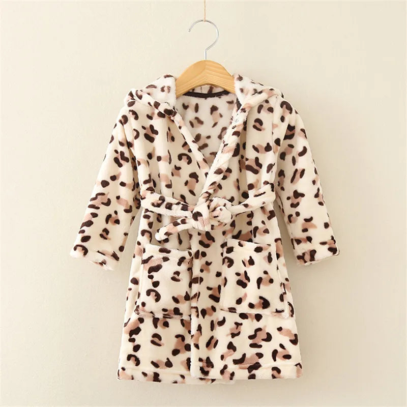 Soft Girl Sleepwear Robe Autumn Winter Children Flannel Bathrobe for girls Boys Pajamas Comfort Kids Cartoon Homewear 2-8 Year