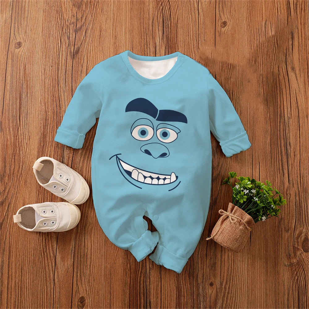 Monsters, Inc. Cartoon Anime Boy Girl Kids Romper 2026 New Newborn Jumpsuit Spring Autumn Boys Girls Baby Climbing Clothes