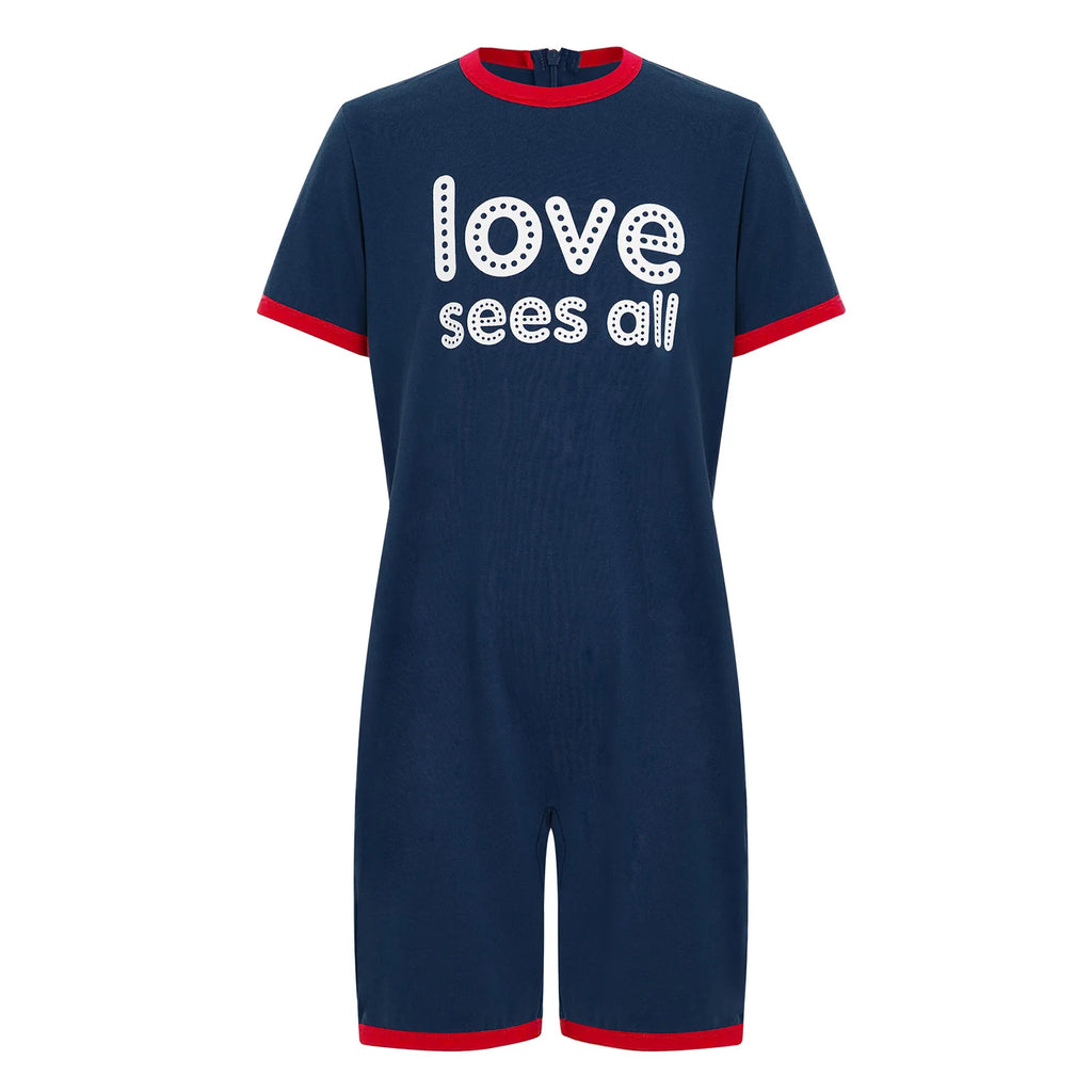 Kids Boys Girls Adaptive Clothing Autism Special Needs Anti-Strip Bodysuit Short Sleeve Back Zipper Romper Homewear Sleepwear