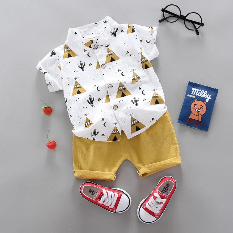 Children's clothing summer Korean version thin baby suit cartoon trendy casual two-piece set
