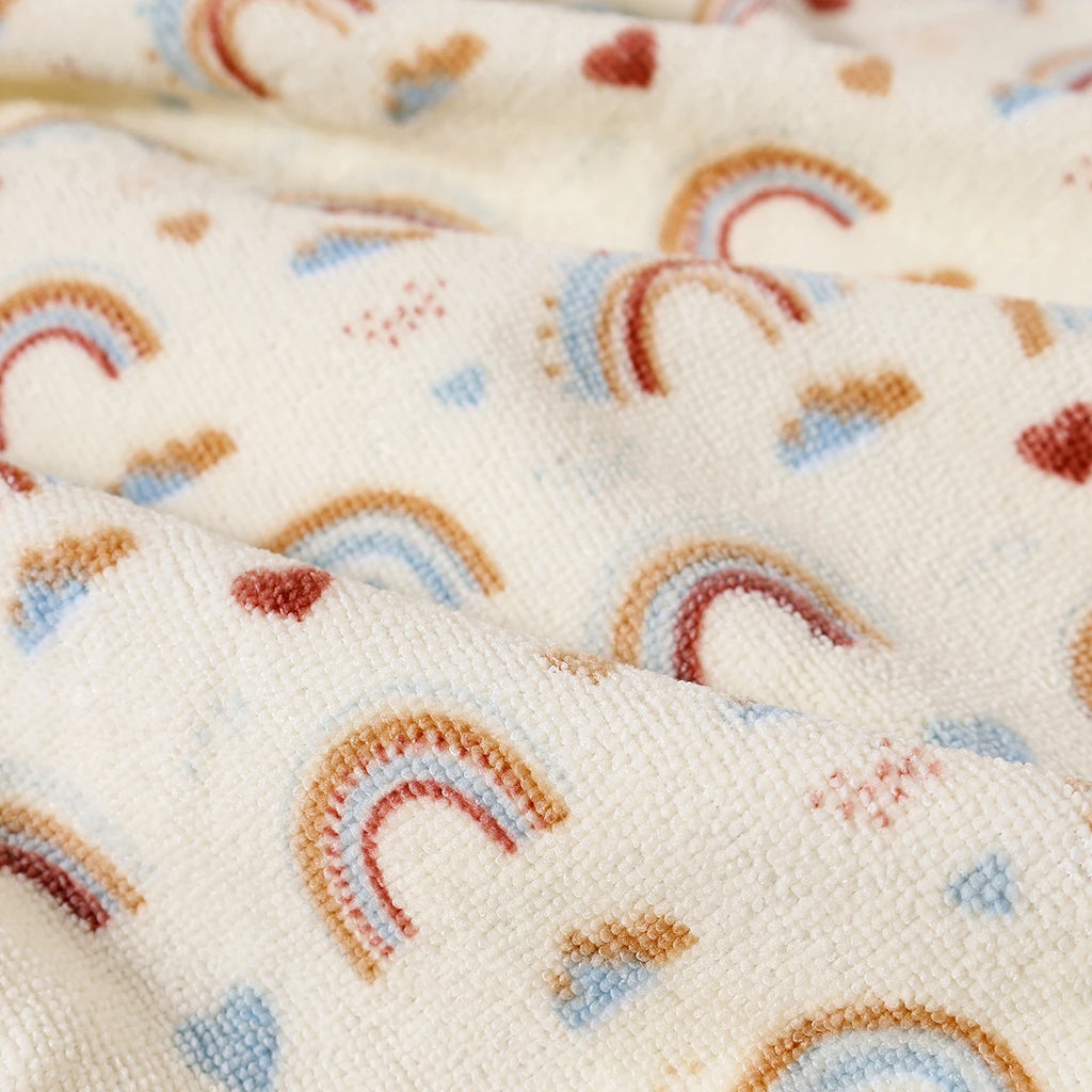 Kangobaby Hooded bathrobe, children's soft plush warm printed bathrobe pajamas, suitable for children aged 1-5 years old