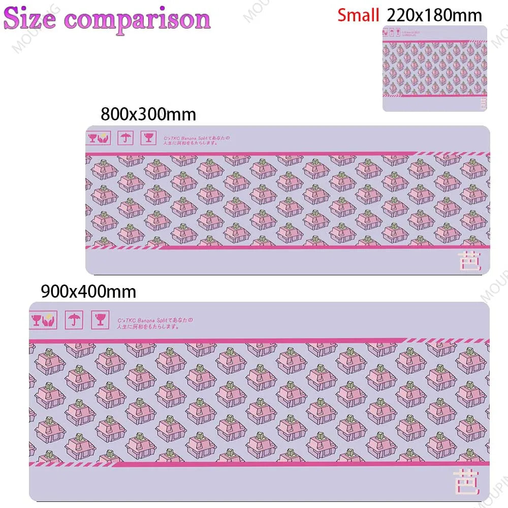 Large Kawaii Grey Gaming Mouse Pad Non Slip Rubber Stitched Edge Desk Mat For PC Laptop Office Dorm Switch Keyboard Gamer Gift