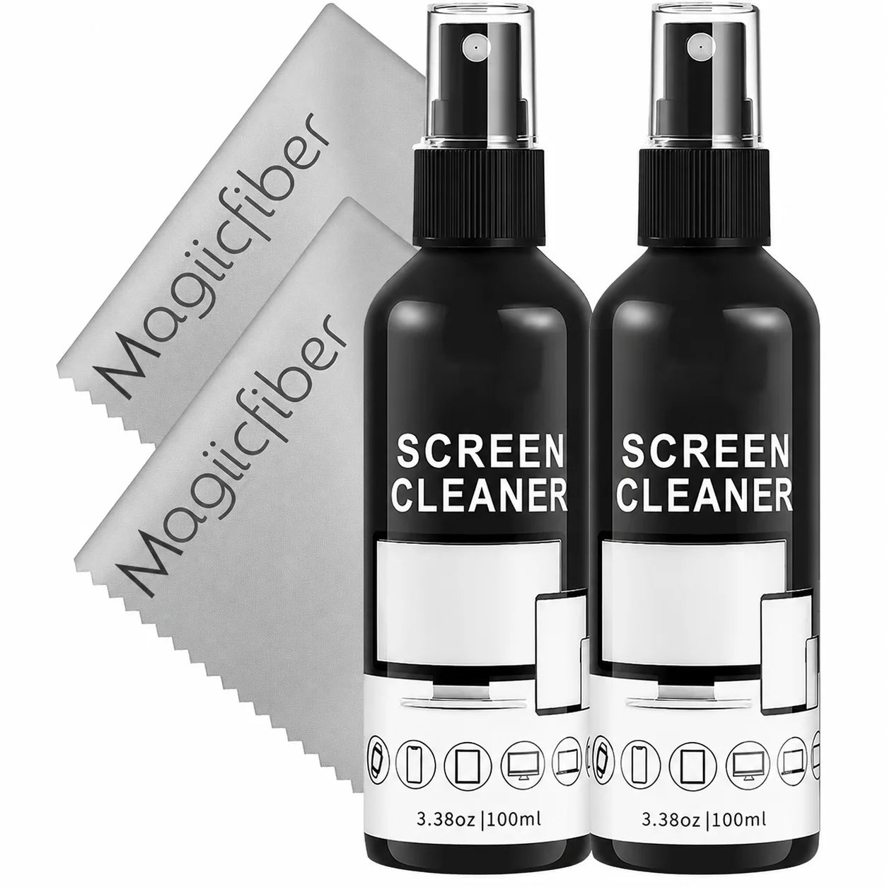 Screen Cleaner Spray Kit-Glass Cleaner Spray and Microfiber Cleaning Cloth,Suitable for a variety of Glass,Glasses,Camera Lenses