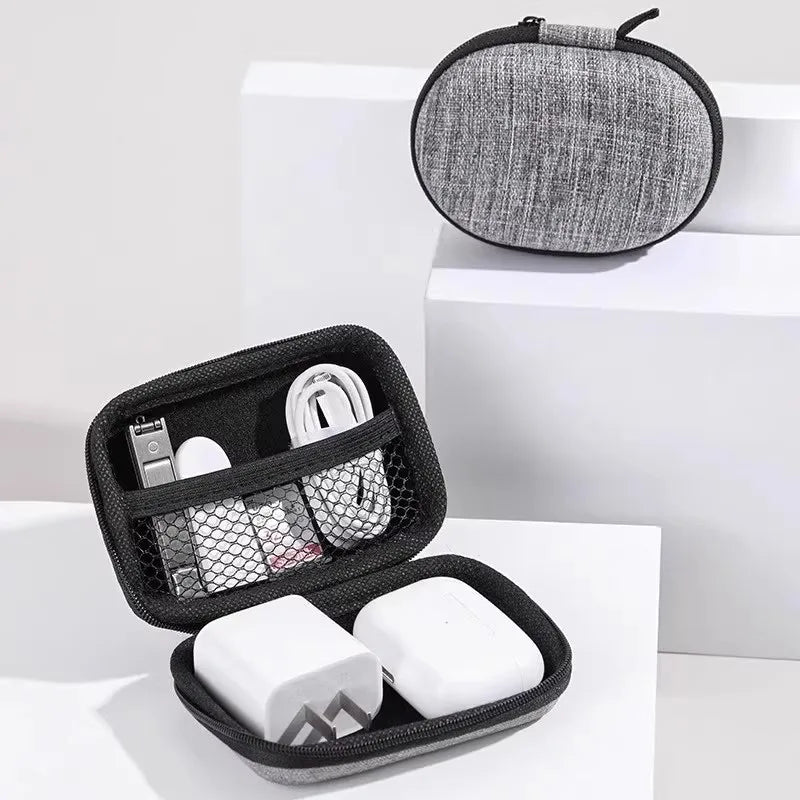 Portable Charger Case Earphone Storage Carrying Pouch Waterproof for Electronic Accessories Travel Organizer Earbuds Keychain