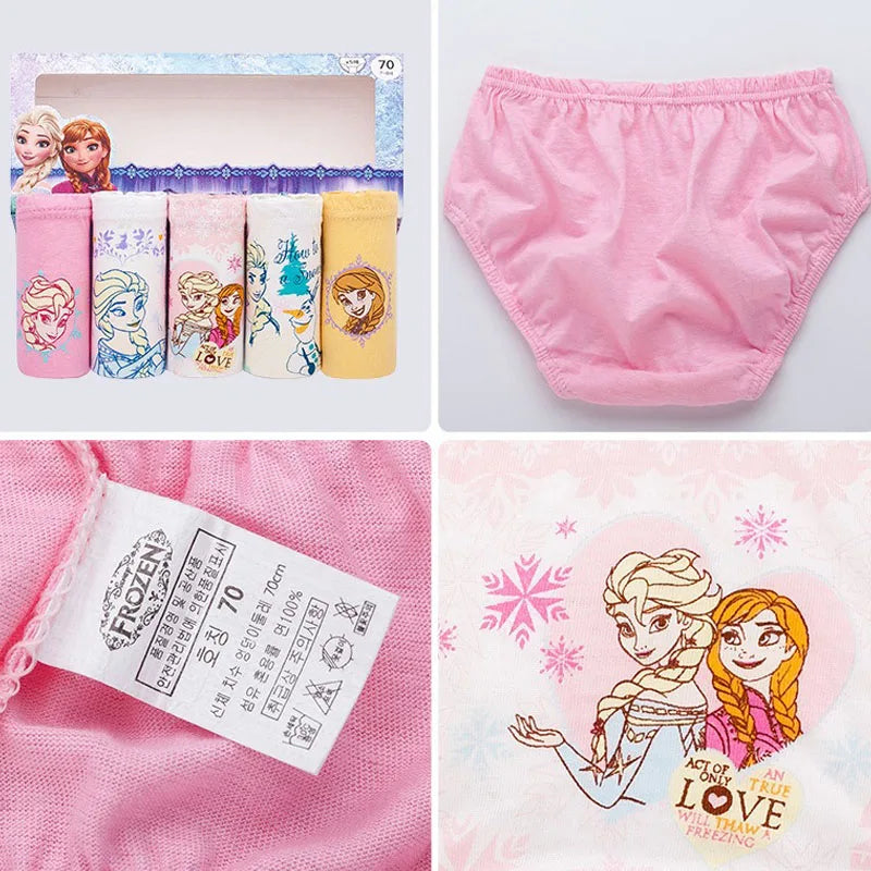 5 Pieces/Set Princess Cartoon Kids Panties For Girls Queen Elsa Patterns Girls Briefs Pure Cotton Children Underwear Soft Panty