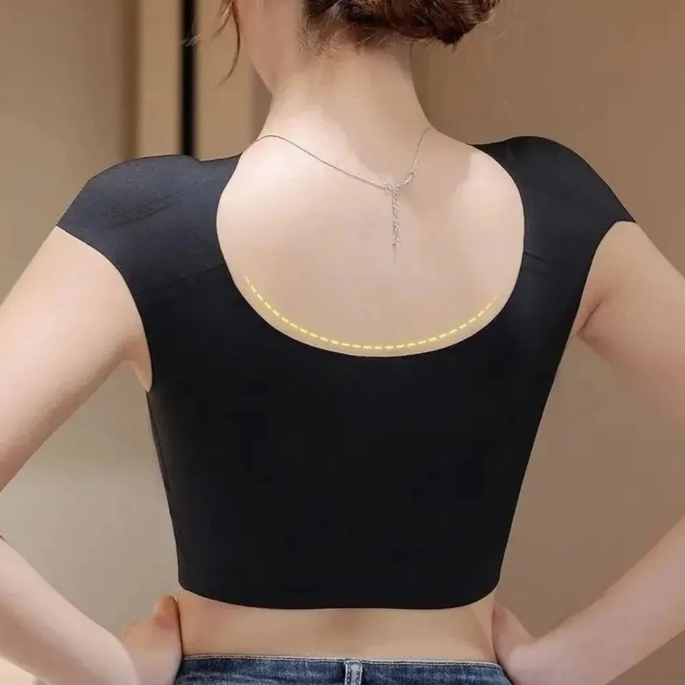 Traceless Right-angle Shoulder Bra Breathable Tops Makes Large Breasts Appear Smaller Shoulder Pad Bra for Women