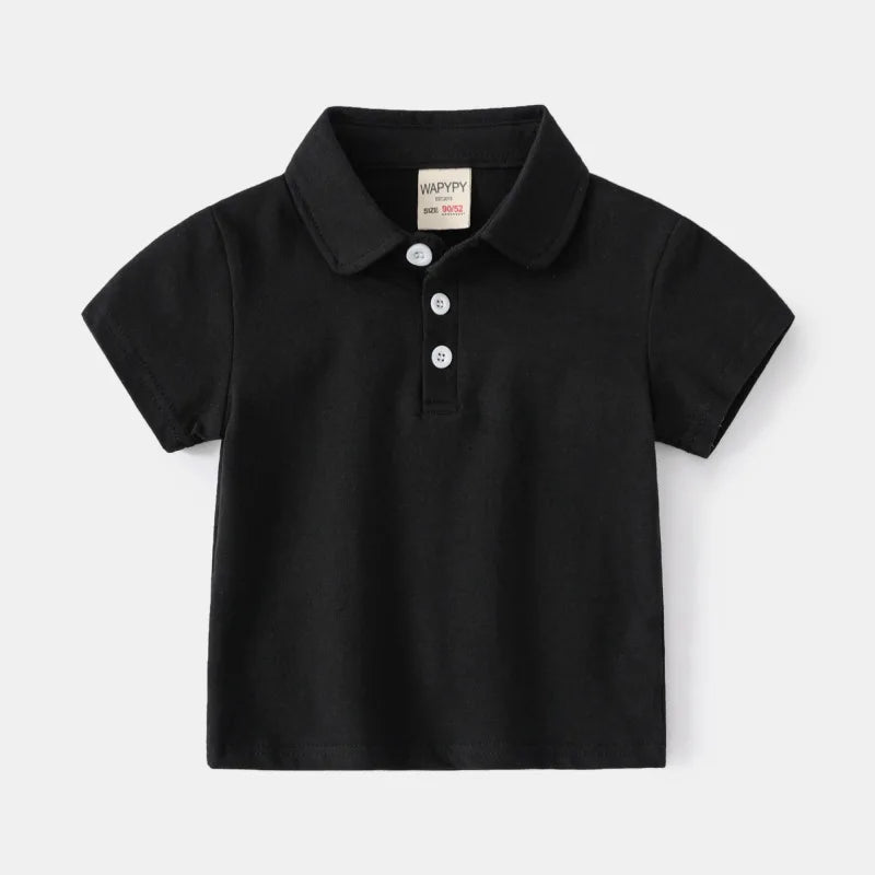 100%Cotton Boys Polo T Shirts Summer Children Clothing Toddler Boy Clothes Kids Top Basic White Black Shirt 2 to 3 4 5 6 7 Years
