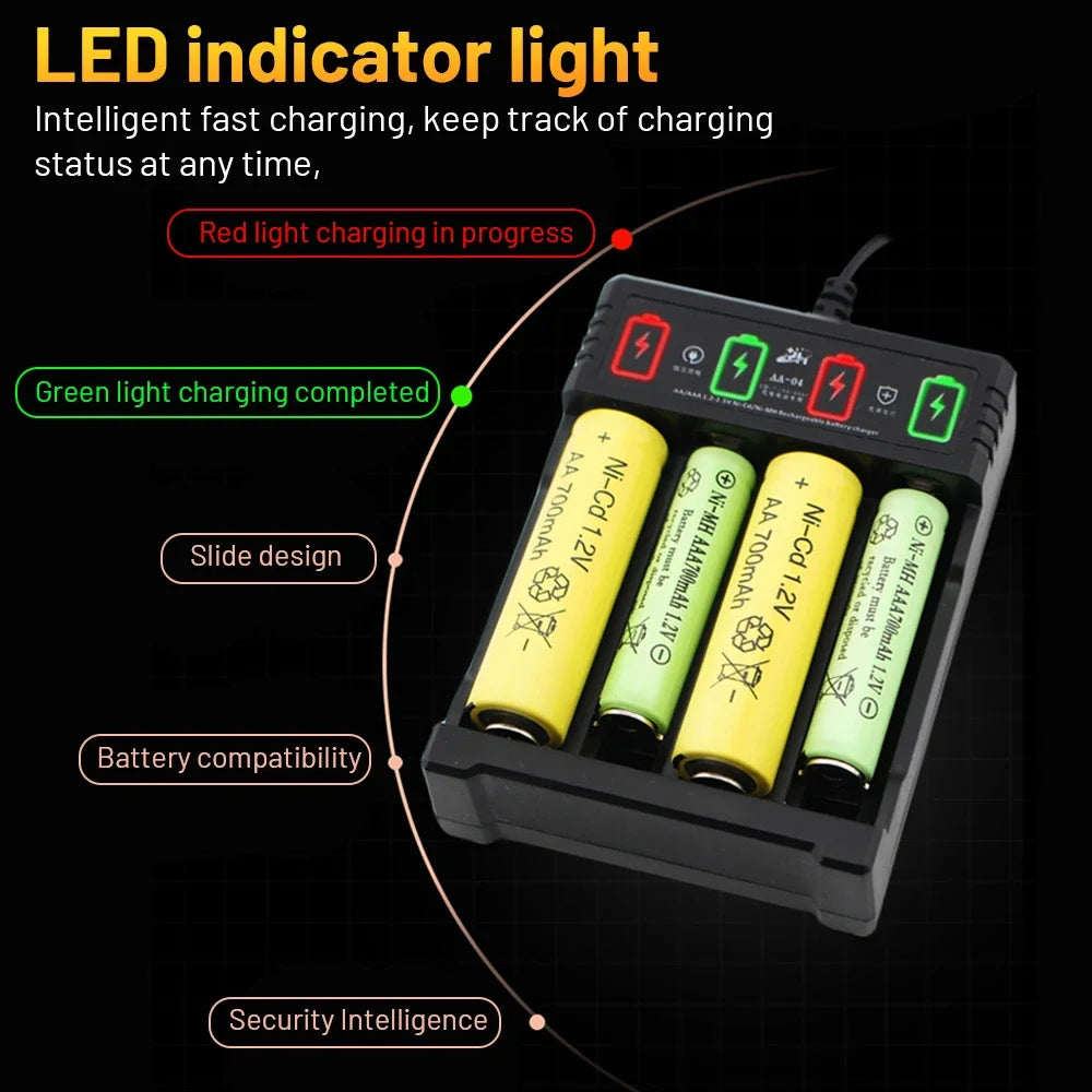 Smart USB Battery Charger WIth Dual Color LED Indicator Light Fast Intelligent Battery Charger For AA/AAA 1.2V NiCd NiMh Recharg