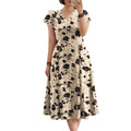 Bohemain Floral Dress ZANZEA Summer Holiday Vestidos Women Elegant V Neck Short Sleeve Sundress Fashion Casual Buttons Midi Robe