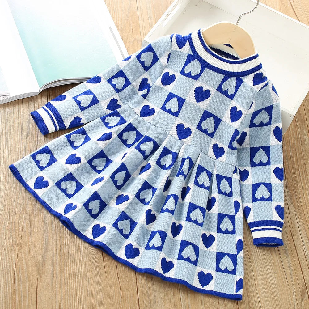 Girls Dress Winter Knitting Sweater Dress Autumn Long Sleeve Princess Dress Vestidos Warm Toddler Girl Clothes Kids Clothing