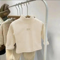1pcs Autumn Winter Children T-Shirt Solid Velvet Warm Top Baby Kids Half High Collar Long Sleeve Base Shirt Girls Boys Tshirt