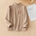 T-Shirts Bear Embroidery Fleece Shirt Long Sleeve Base Layer for Boys & Girls Cozy Kids Tee  Kids Clothes