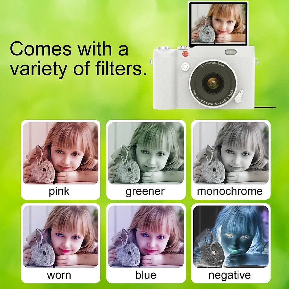 Magecam Compact Digital Camera 180° Flip 2.4'' Screen CCD Digital Camera HD Retro Camera Outdoor Travel Photo Recorder Gift