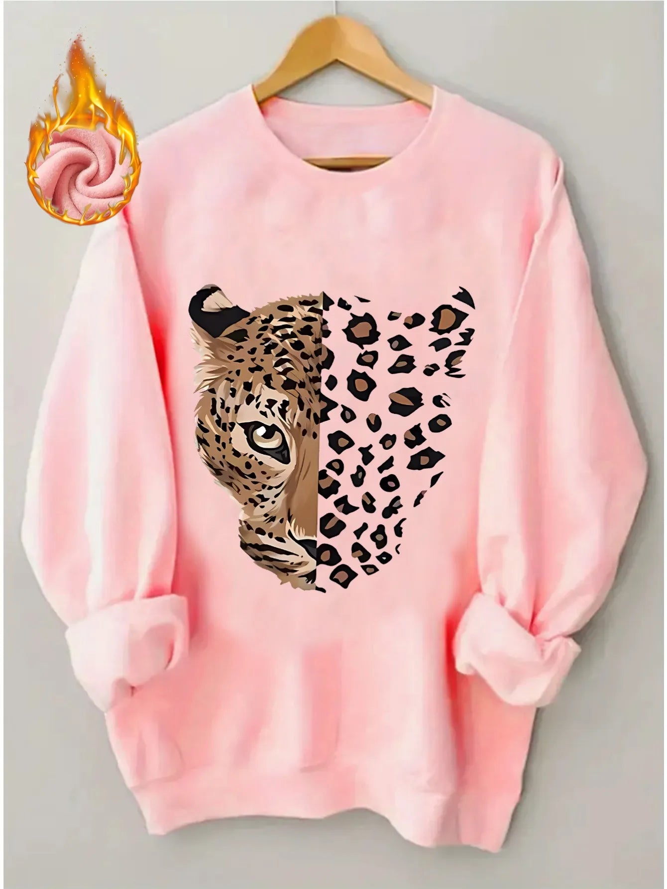 Women's autumn and winter casual, fashionable, loose, comfortable, warm, Paris pattern printed round neck long sleeved pullover