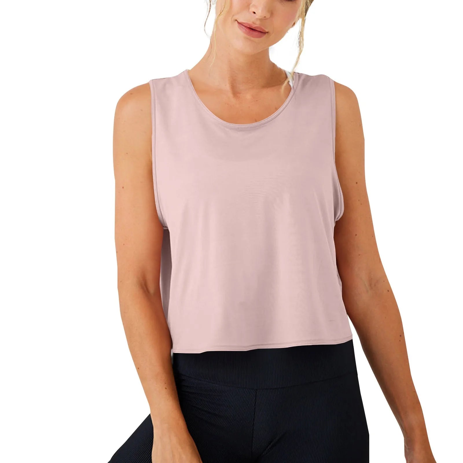 Women'S Solid Color Top Women'S Sports Suspender Top Women'S Fashion Hollow Back Sports Running Fitness Casual Hundred Yoga Top