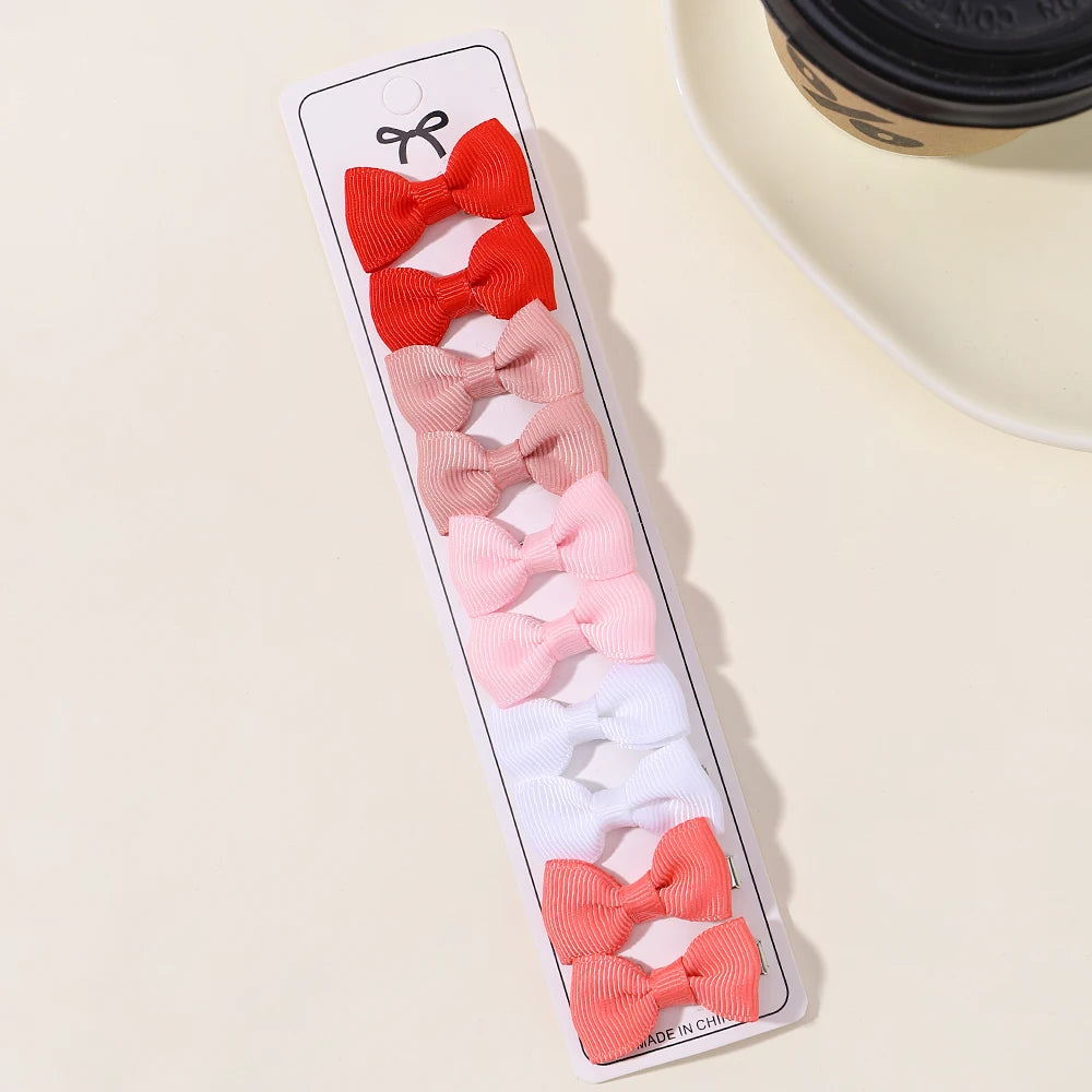 10Pcs Mini Lovely Bowknot Hairpins for Girls Hairgrips BB Clips Solid Color Hair Clip Baby Kids Bows Headdress Hair Accessories