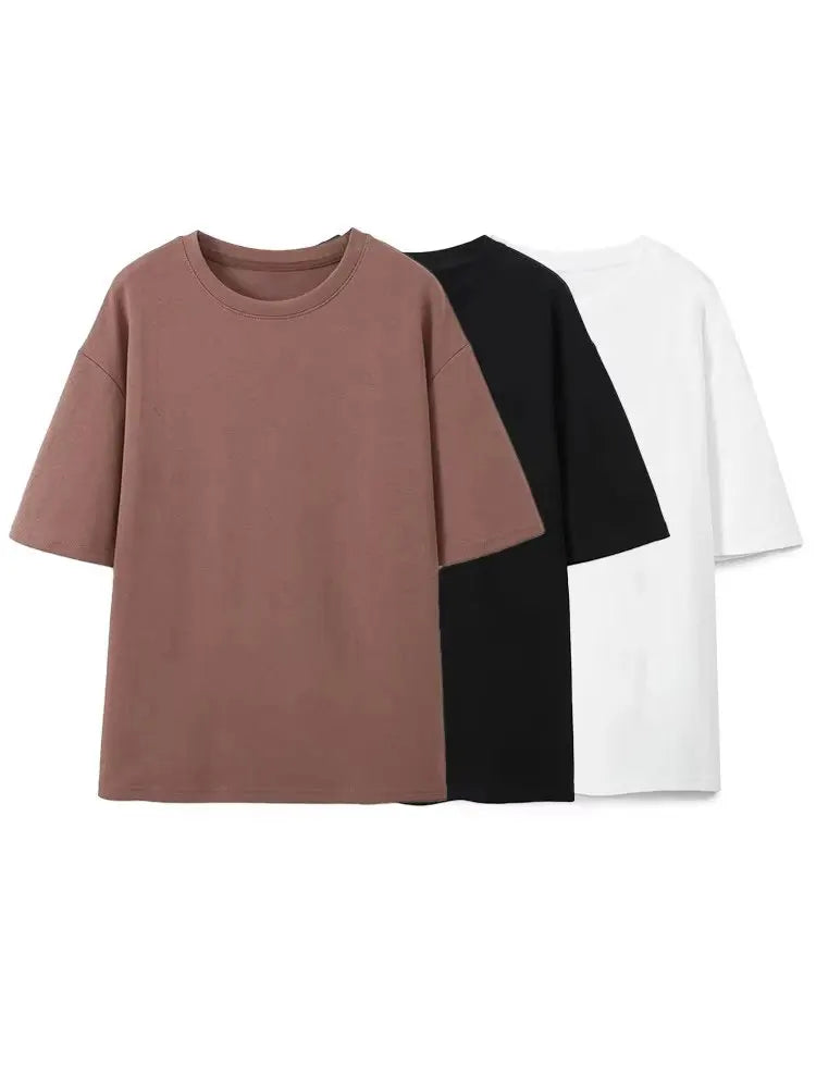 HH Summer Women Basic T-shirt Casual Cotton O Neck Short Sleeve Shirts High Quality Solid Color Top Female Fashion Loose Top