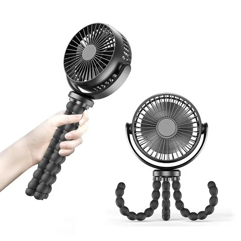 Multi Function Baby Stroller Fan Outdoor Flexible Tripod Clip Fan Usb Rechargeable Mini Portable Octopus Fan For Car Seat Crib