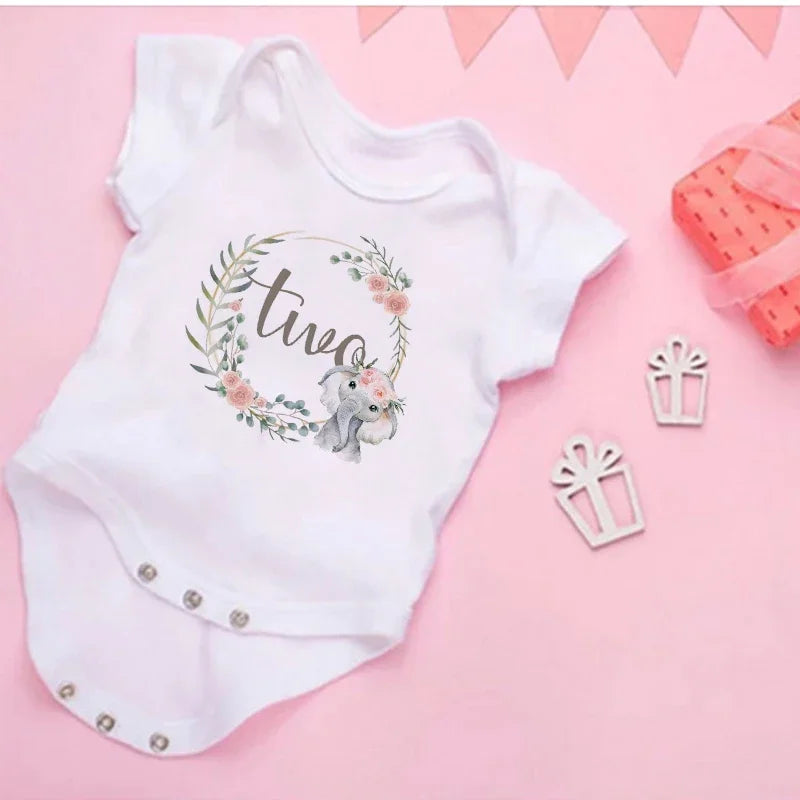 My 2st Birthday Newborn Summer Bodysuit Infant Body Baby Princess Short Sleeve Jumpsuit Baby Girl Birthday Party Outfits Clothes