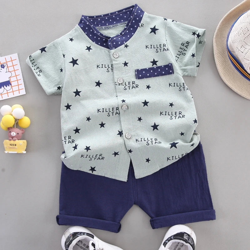 2024 Summer Casual Clothes Fashion Baby Boy's Suit Set Top Shorts 2PCS Baby Clothing Set For Boys Infant Suits Kids Clothes