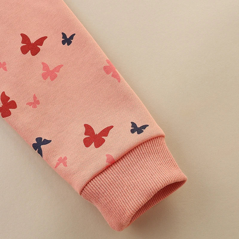 Little maven Autumn Spring Girls Zipper Hoodies Cartoon Butterfly Sweatshirt Jacket for Kids Clothes Children's Clothing