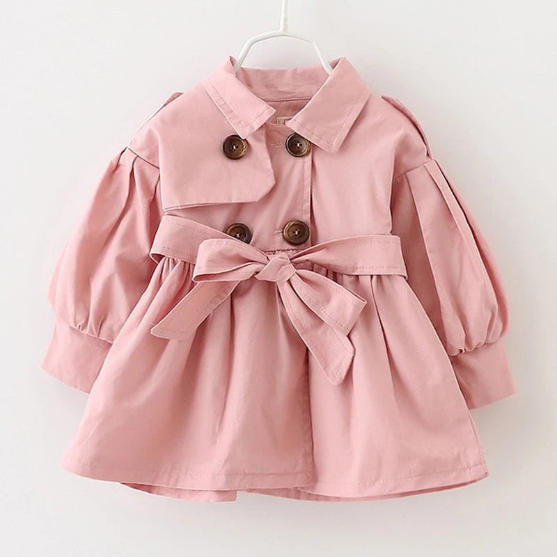 Autumn Overcoat England Style Windbreaker Jacket Girls Girdle The Waist Trench Coats Girl Spring Children's Casual Clothing 2024