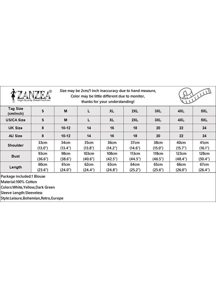 ZANZEA Women Summer Hollow Out Embroidery Tanks 2024 Fashion Vacation Casual Solid Color Tunic Tops Loose Sleeveless Blouses
