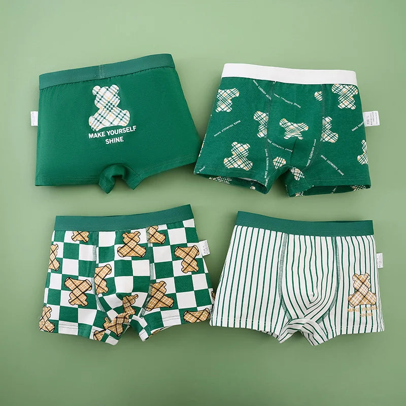 1/4/8 Pcs Boys Boxer Briefs Kids Cotton Underwear Breathable Baby Underpants Teenager Cartoon Print Children Panties 2025 New