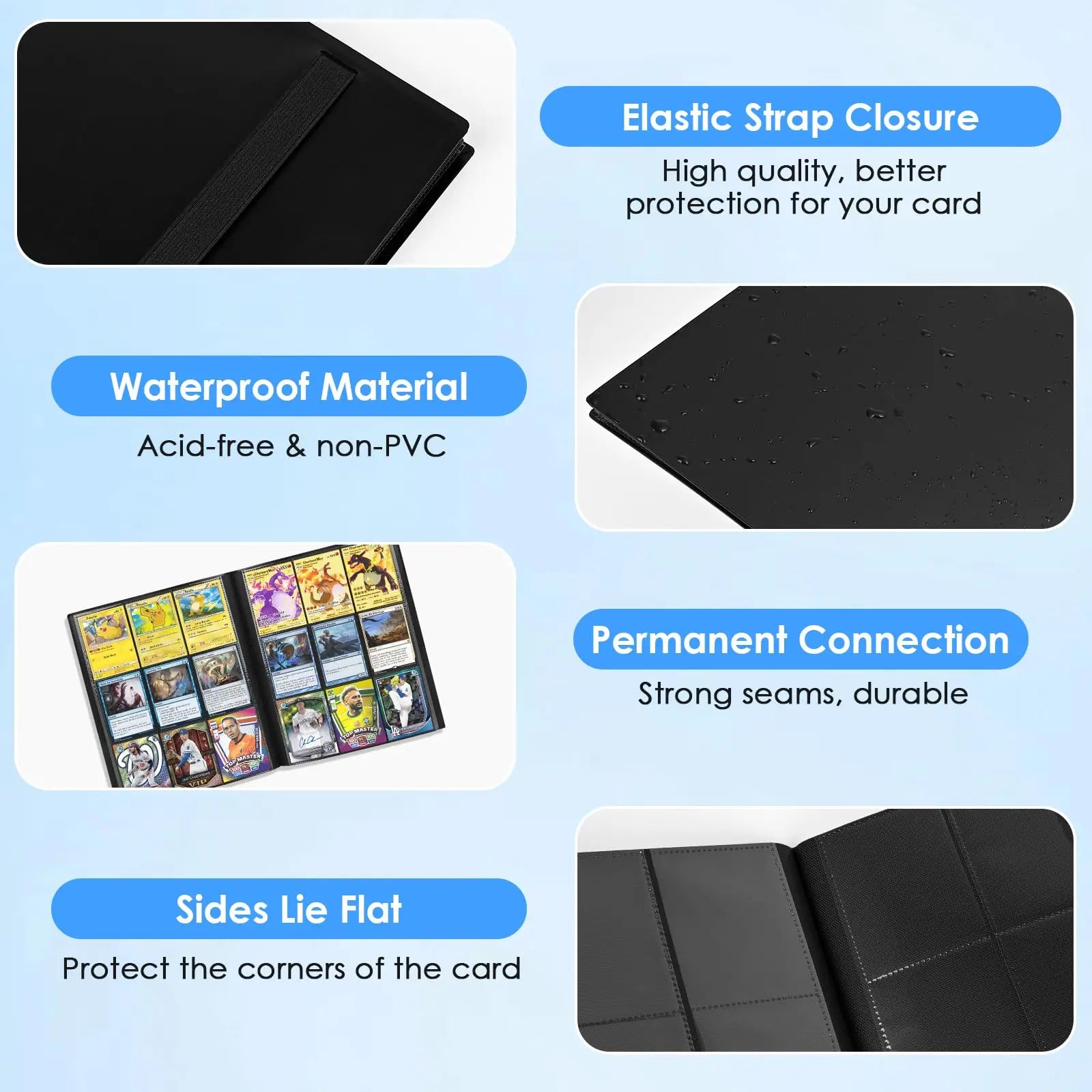 1Pc Card Binder 9-Grids 360 Trading Card Holder Book PP Cover Binder For Cards Durable Side Loading Card Book With Gaming Cards