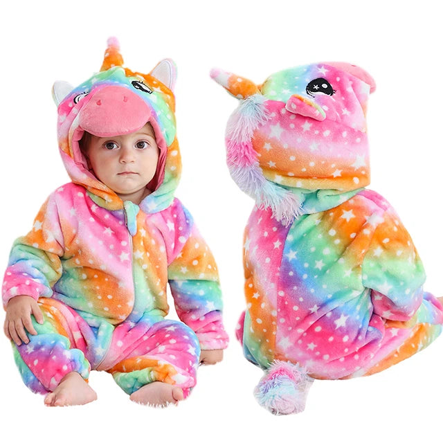 MICHLEY New Easter Rabbit Baby Rompers Winter Hooded Flannel Toddler Infant Clothes Overall Bodysuits Jumpsuit Costume For Kids