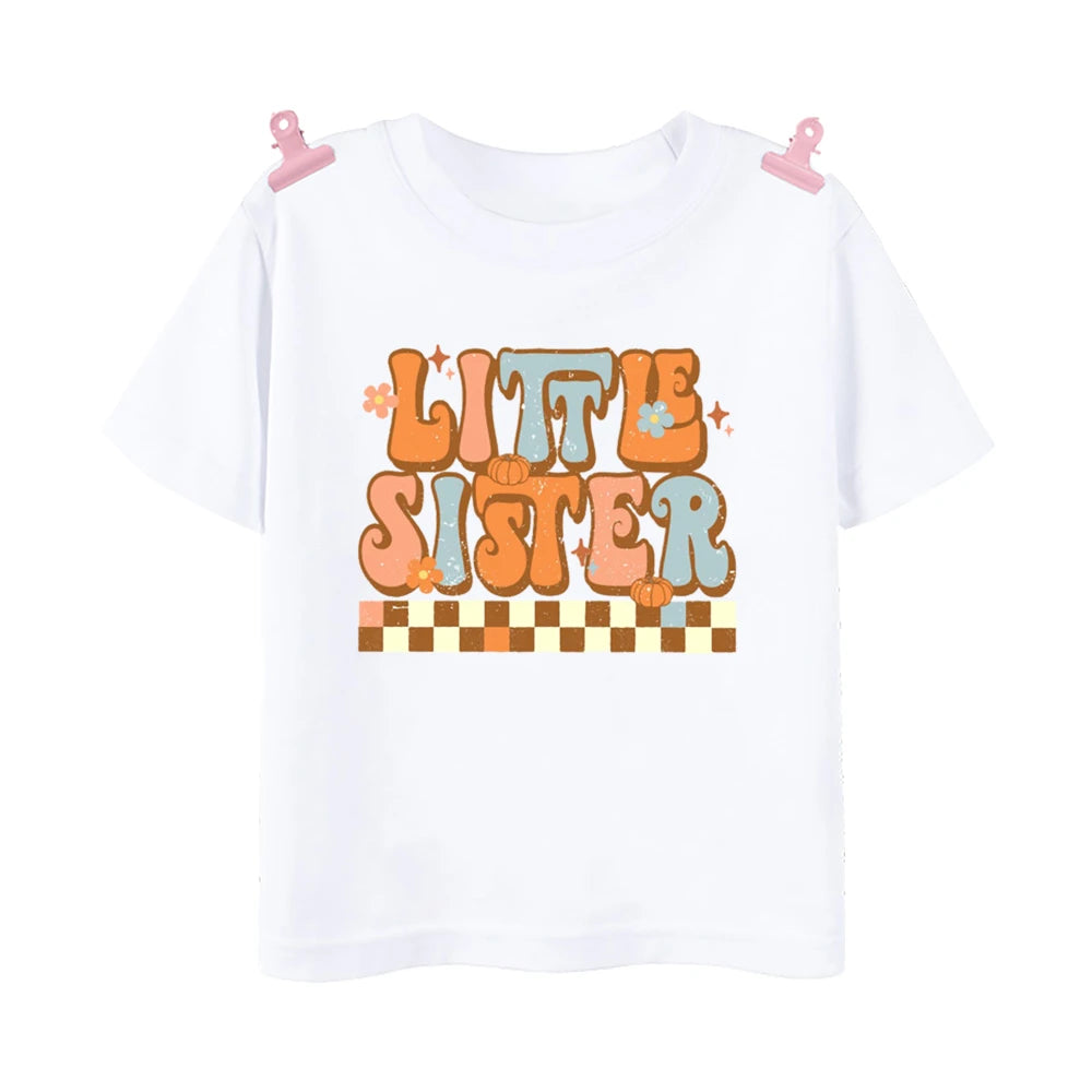 Big Bro Big Sis Little Bro Lilttle Sis Print Family Matching Shirt Boys Girls Sibling Tee T-shirt Kids Summer Short Sleeve Tops