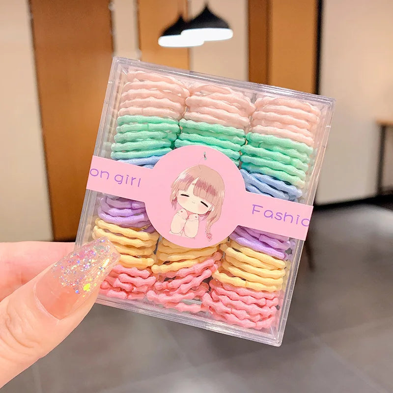 90pcs/set Korean Style Candy Color Hair Rope for Kids High Stretch Hair Tie Fashion Girl Scrunchies