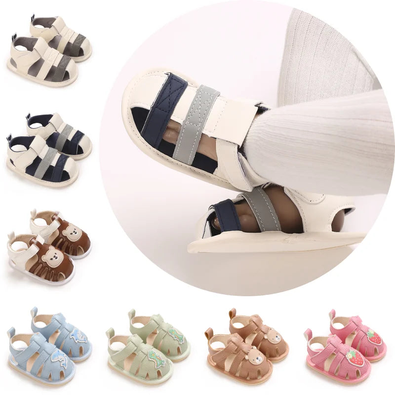 Baby Boy Cute Bear Sandals Lightweight Comfortable Indoor Outdoor First Walkers Kids Spring Summer Infant Toddler Shoes 0-18Mon