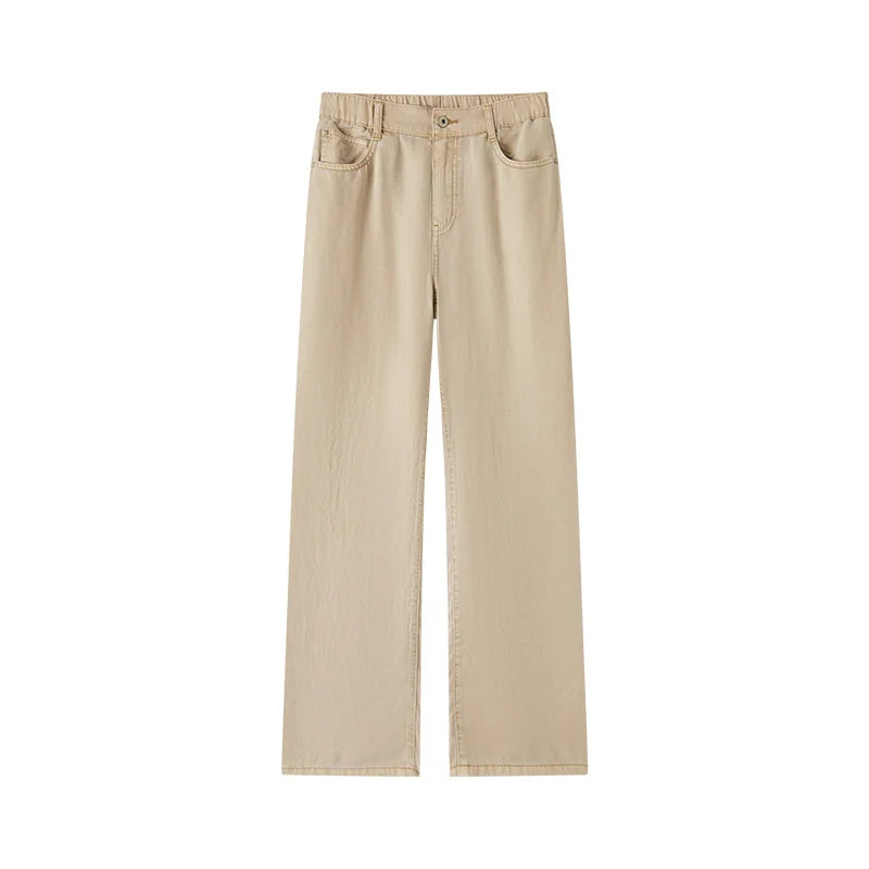 Semir Jeans Women Elastic Waist Long Trousers 2025 New Summer Version Cool Feeling Wide-leg Trousers
