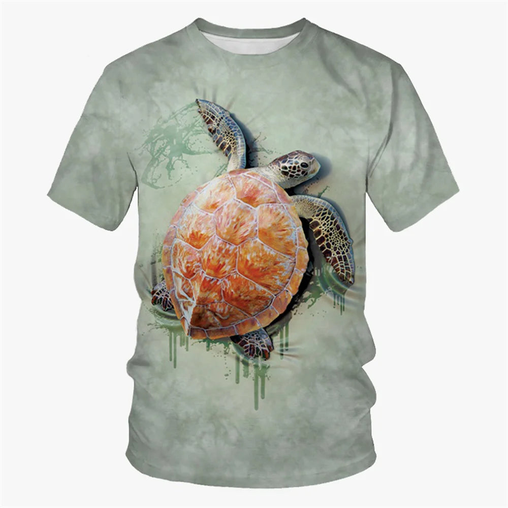 Sea Turtle Pattern T-Shirt for a Boy Girls Clothes Boy T-Shirts Fashion Short Sleeve Boys Clothes Round Neck Children's T-Shirt