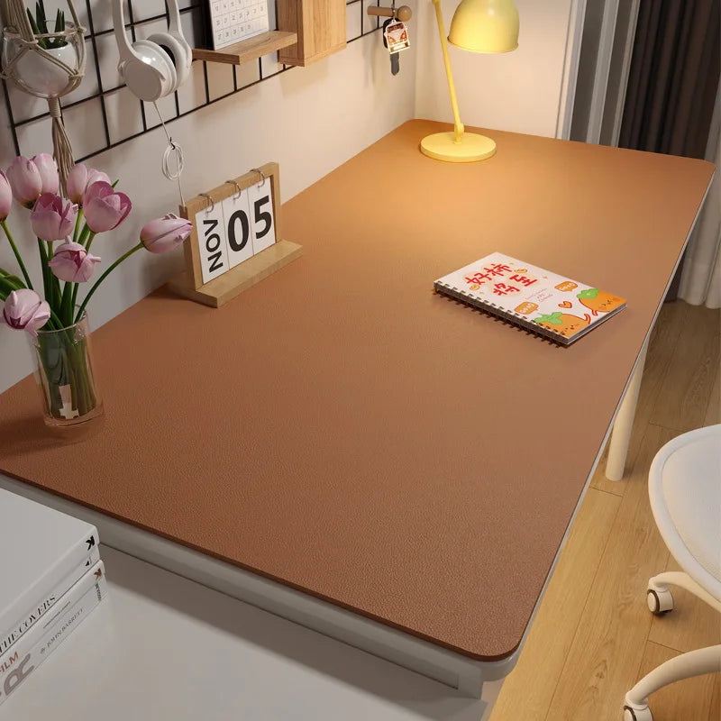 Leather Desk Mat Eco-Friendly Waterproof Table Protector Anti-Fouling PU Leather Table Cover Large Size Non-Slip Desk Cover